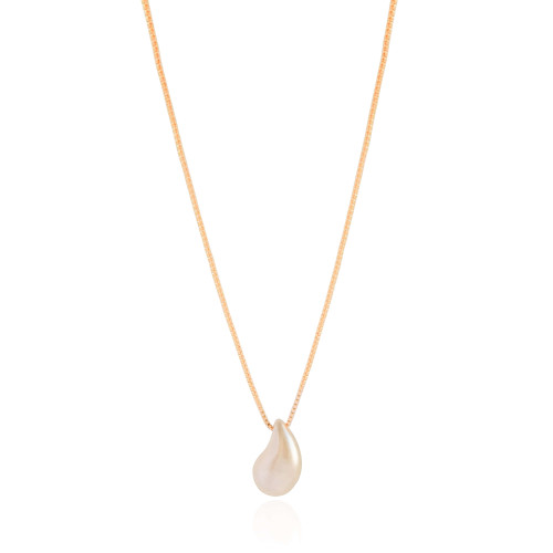 Gargantilha Veneziana Gota Pérola Banhado a Ouro 18K - 45 cm