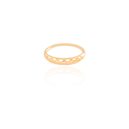 Anel Detalhes Vazados Tamanho 18 Banhado a Ouro 18K