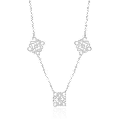 Gargantilha Inspiração Marcas Ródio Branco - 45 cm