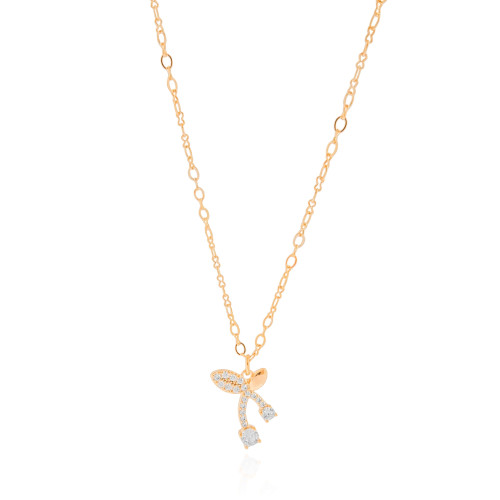 Gargantilha Elos Cereja Cravejado Cristal Banhado a Ouro 18K - 45 cm