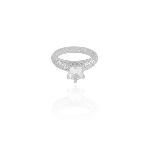 Anel Vazado Ponto de Luz Cristal Tamanho 12 Ródio Branco