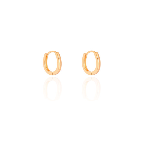 Brinco Argola Click Oval Lisa 1.5 cm Banhado a Ouro 18K