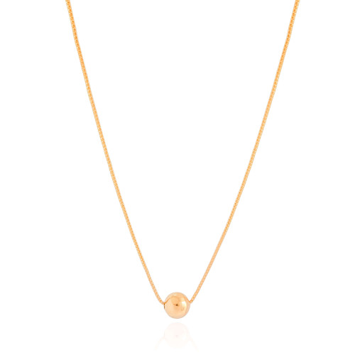 Gargantilha Veneziana Bola Lisa 8 mm Banhado a Ouro 18K - 40 cm