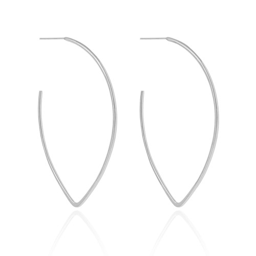 Brinco Elíptico Fio 7.1 cm Ródio Branco