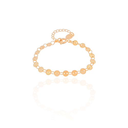 Pulseira Infantil Plaquinhas Redondas Banhado a Ouro 18K