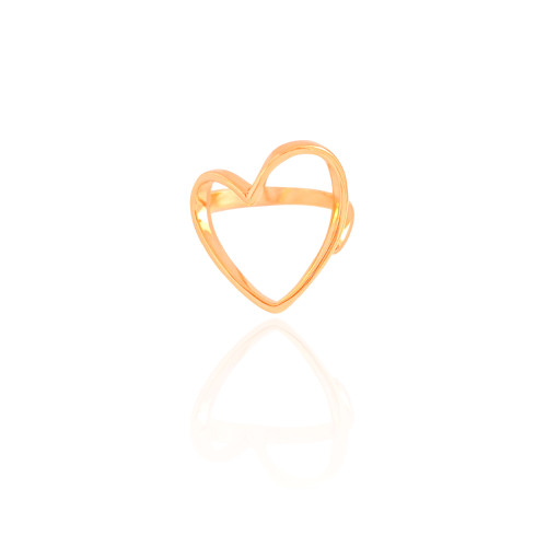 Anel Coração Vazado Tamanho 26 Banhado a Ouro 18K