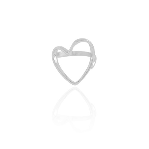 Anel Coração Vazado Tamanho 26 Ródio Branco