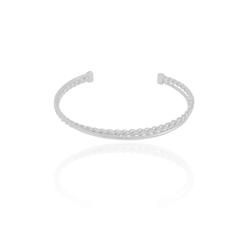 Bracelete Entrelaçado Detalhado 5 mm Ródio Branco