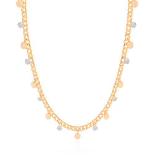 Gargantilha Plaquinhas Pontos de Luz Cristal Banhado a Ouro 18K - 45 cm