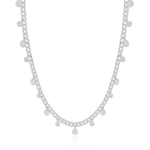 Gargantilha Plaquinhas Pontos de Luz Cristal Ródio Branco - 45 cm