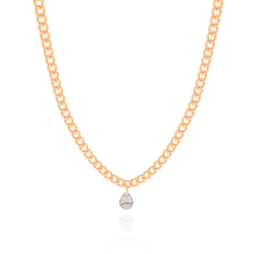Choker Grumet Gota Cristal Banhado a Ouro 18K