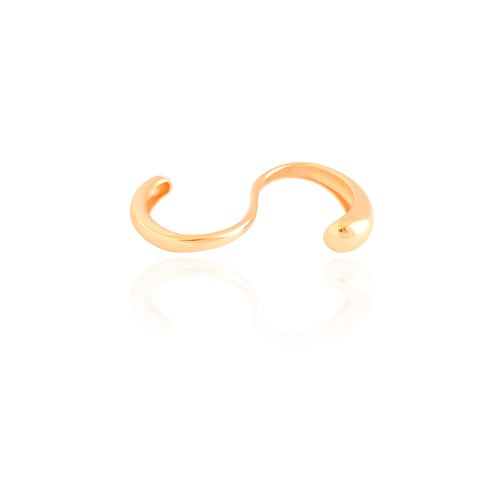 Anel Ajustável Dois Dedos Liso Tamanho Único Banhado a Ouro 18K