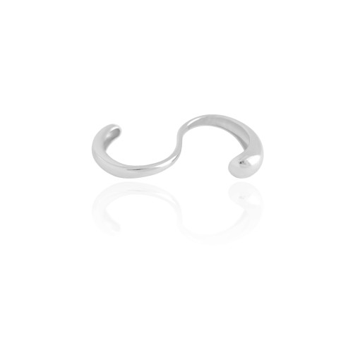 Anel Ajustável Dois Dedos Liso Tamanho Único Ródio Branco