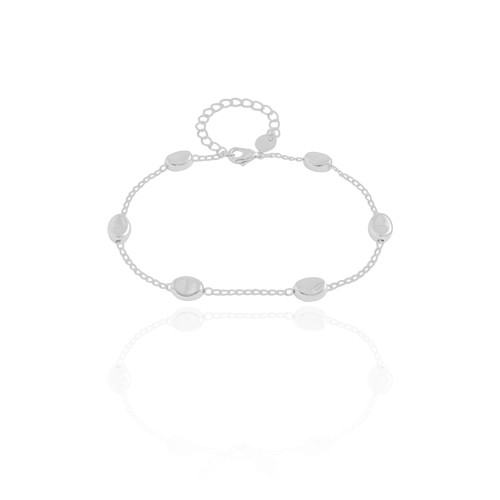 Pulseira Elos Ovais Lisos Ródio Branco