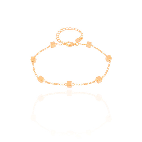 Pulseira Elos Quadrados Lisos Banhado a Ouro 18K