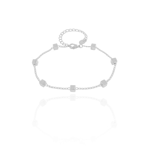 Pulseira Elos Quadrados Lisos Ródio Branco