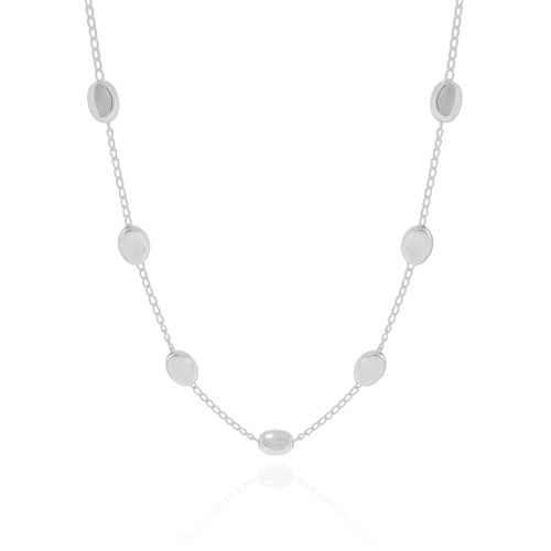 Gargantilha Elos Ovais Lisos Ródio Branco - 40 cm