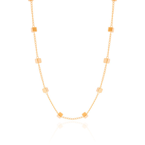 Choker Elos Quadrados Lisos Banhado a Ouro 18K