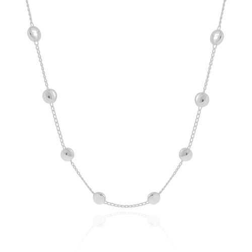 Choker Elos Bolas Achatadas Ródio Branco