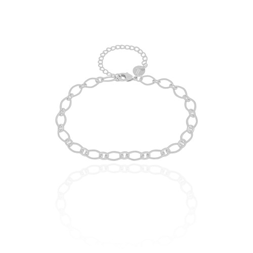 Pulseira Elos Losango 5 mm Ródio Branco