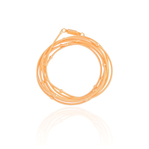 Pulseira Corda de Violão Bolinhas 3 mm Banhado a Ouro 18K