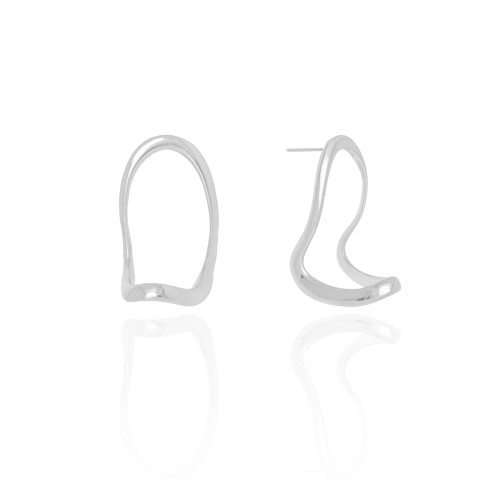 Brinco Orgânico Vazado Liso Ródio Branco