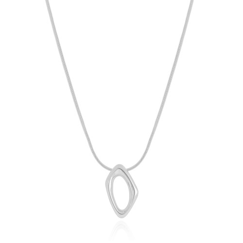 Gargantilha Rabo de Rato Pingente Orgânico Ródio Branco - 40 cm