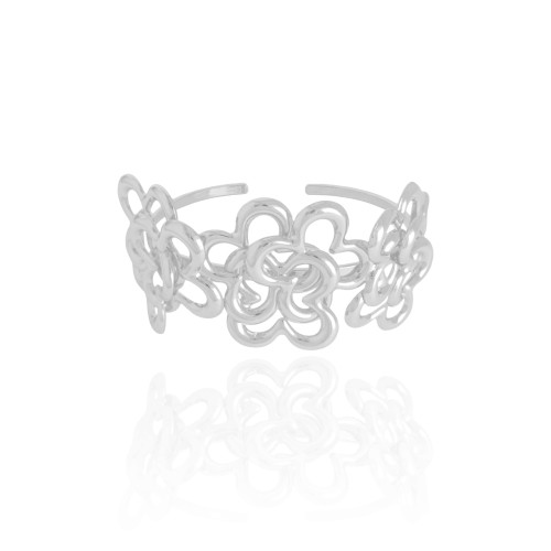 Bracelete Flores Entrelaçadas Ródio Branco