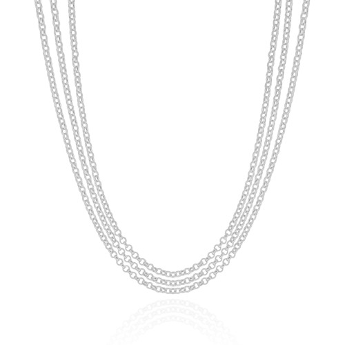 Choker Tripla Elos Portugueses Ródio Branco