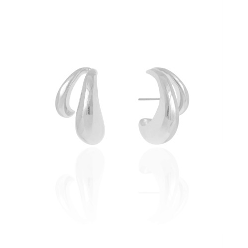 Ear Hook Dois Filetes Lisos Ródio Branco