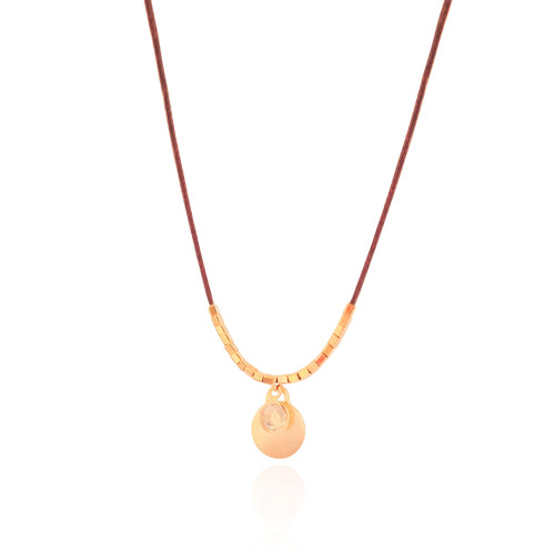 Choker Fio Coreano Redondo Liso Ponto de Luz Cristal Banhado a Ouro 18K