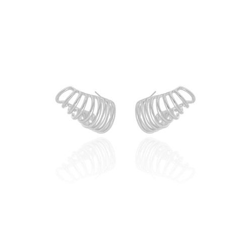 Ear Cuff Filetes Lisos 1.5 cm Ródio Branco