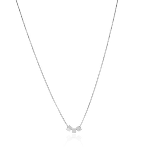 Gargantilha Veneziana Quadrados Lisos 2 mm Ródio Branco - 45 cm