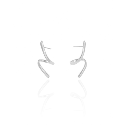 Brinco Orgânico Espiral Liso 2.7 cm Ródio Branco