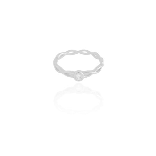 Anel Entrelaçado Ponto de Luz Cristal Tamanho 20 Ródio Branco