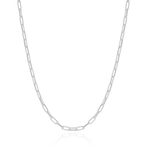 Gargantilha Elos Lisos 3 mm Ródio Branco - 45 cm