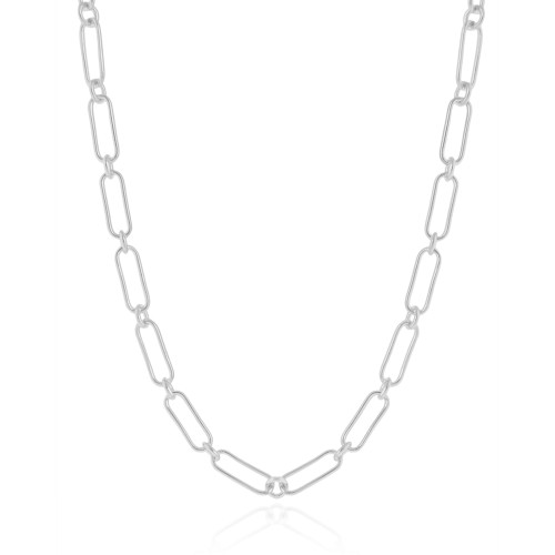 Gargantilha Elos Ovais 5 mm Ródio Branco - 45 cm