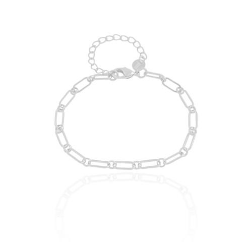 Pulseira Elos Ovais 4 mm Ródio Branco