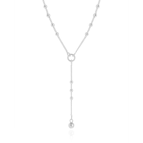 Gargantilha Gravata Bolinhas Ródio Branco - 40 cm