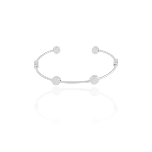 Bracelete Bolas Achatadas Lisas Ródio Branco