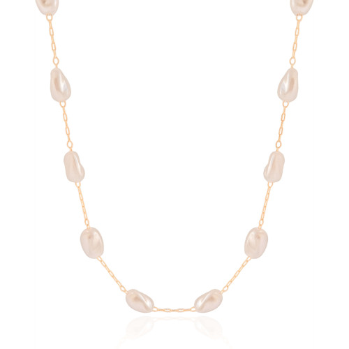 Gargantilha Elos Pérolas Barrocas Banhado a Ouro 18K - 40 cm
