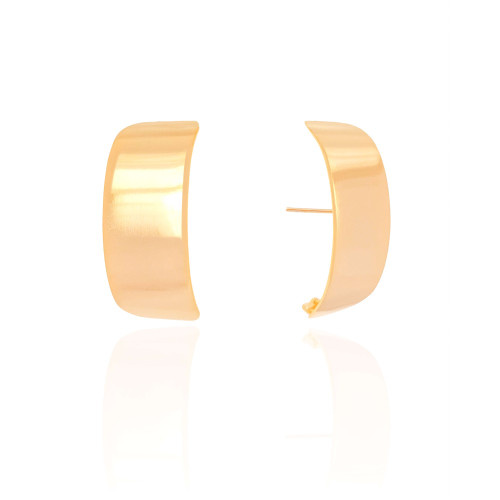 Ear Hook Liso 3.2 cm Flat Banhado a Ouro 18K