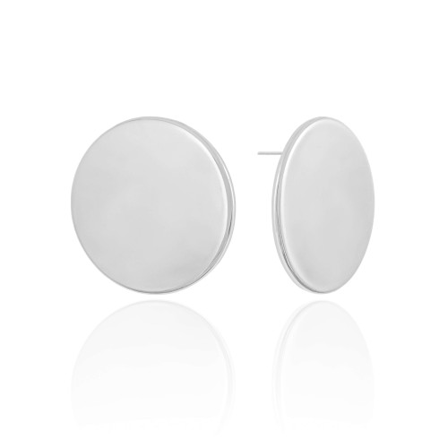 Brinco Redondo Liso 3.7 cm Ródio Branco