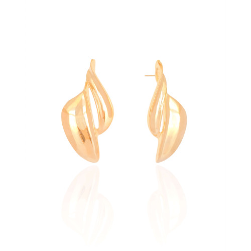 Brinco Orgânico Liso 4.0 cm Banhado a Ouro 18K