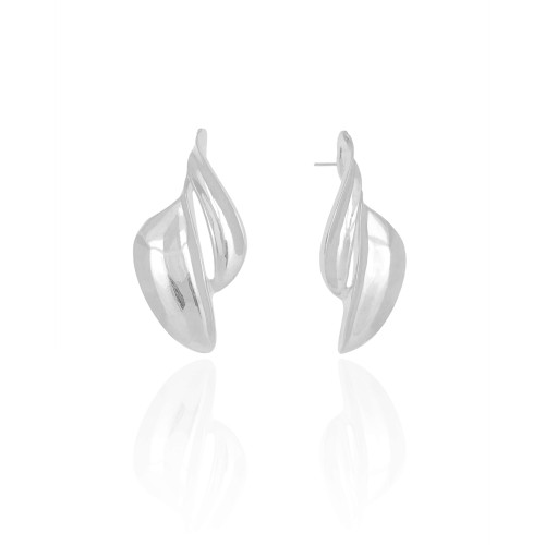 Brinco Orgânico Liso 4.0 cm Ródio Branco