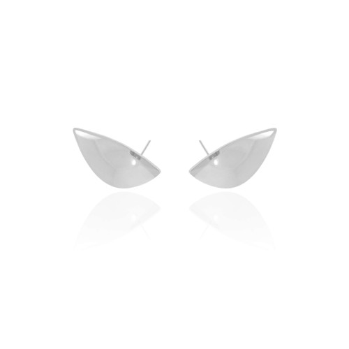 Ear Cuff Folha Lisa 2.4 cm Ródio Branco