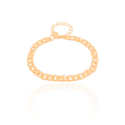 Pulseira Grumet Corações Lisos Banhado a Ouro 18K