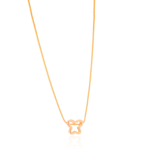 Gargantilha Veneziana Borboleta Vazada Banhado a Ouro 18K - 45 cm