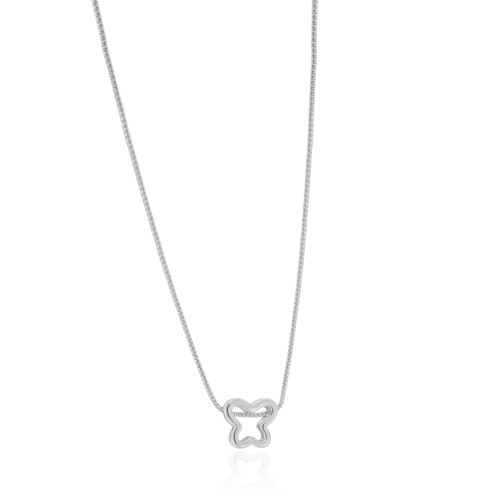 Gargantilha Veneziana Borboleta Vazada Ródio Branco - 45 cm