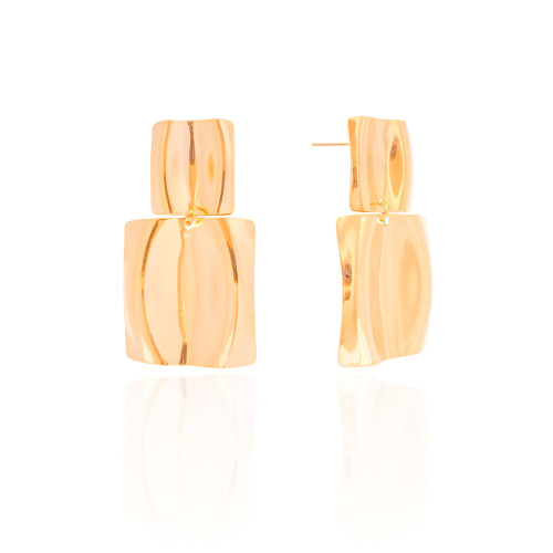 Brinco Geométrico Orgânico 4.2 cm Banhado a Ouro 18K